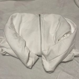 White zip up hoodie, size medium cotton, soft